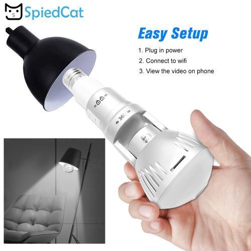 360 Degree VR WiFi Wireless Lamp Hidden H.265 V380 PRO