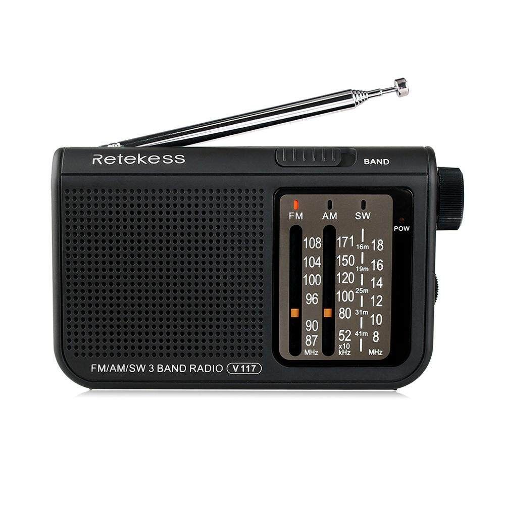 Retekess V-117 FM AM SW 3 Band Radio Powered Operated By 2 AA Transistor Radio Jack Emergency Radio Receiver Portable Radio Station
