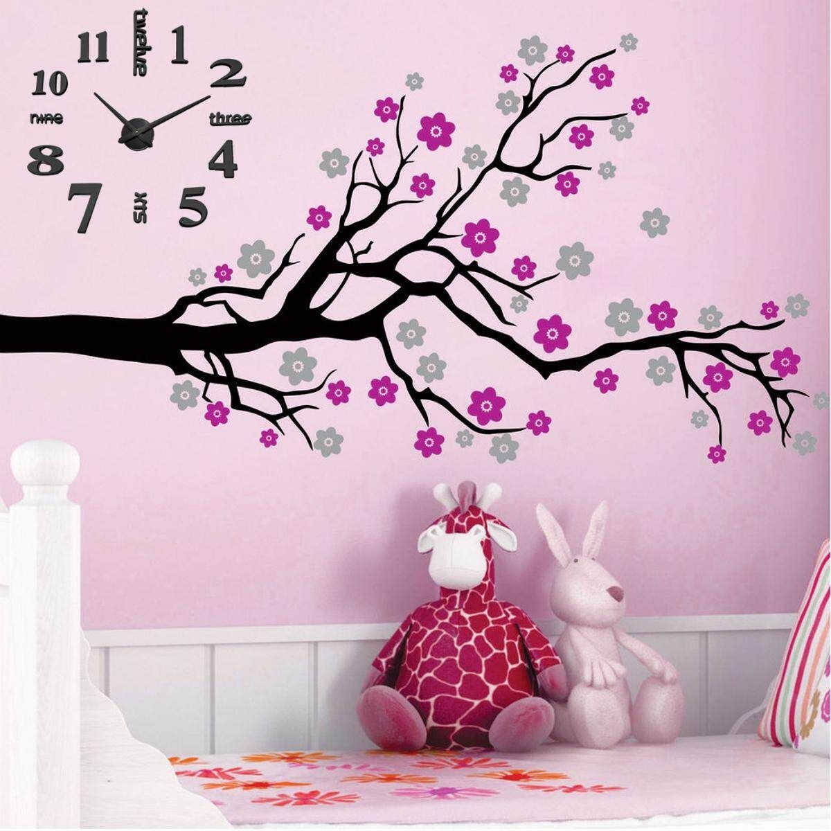 DIY 3D Vintage Silent Mirror Wall Art Clock Home Sticker Decor 50-60CM/100-120CM Deep Black