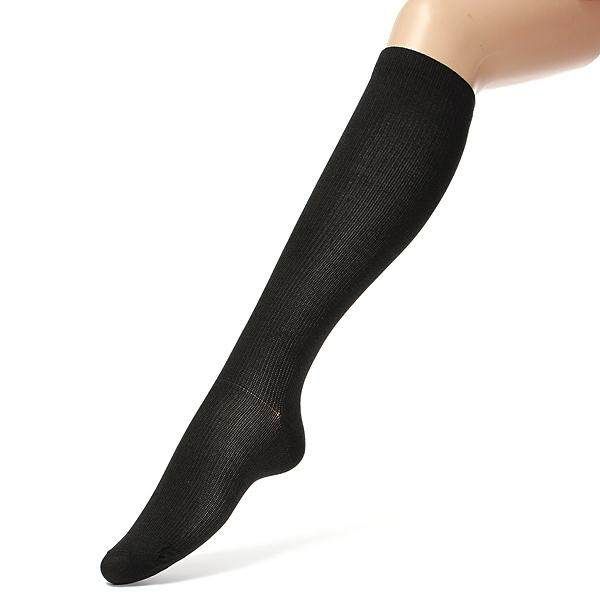 Unisex Copper Compression High Socks Anti-Fatigue Pain Relief Stockings Black (Intl)
