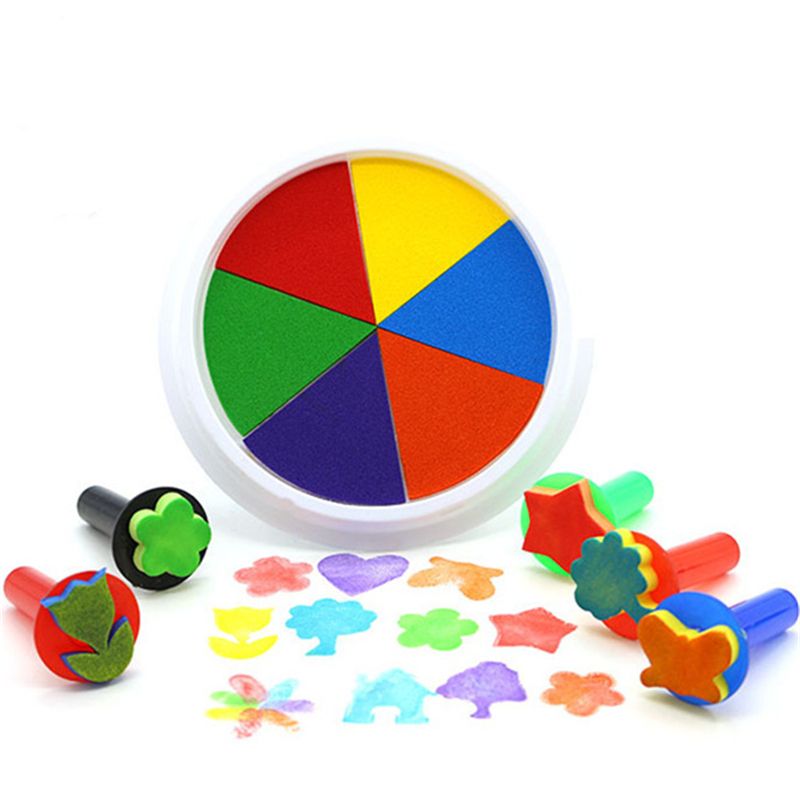 Funny 6 Colors Ink Pad Stamp DIY Finger Painting Craft Cardmaking For 0-12 Months Kids Toy Kids Montessori Drawing Baby Toys