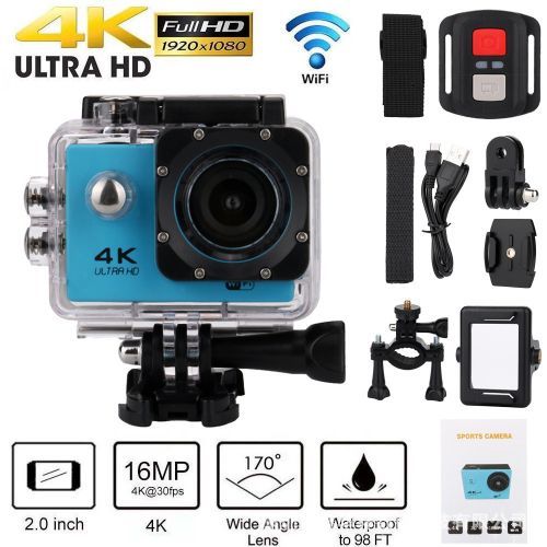 4K WIFI 3D Action Camera 2 LCD Wifi Waterproof Sports Camcorder Go Pro (Blue)