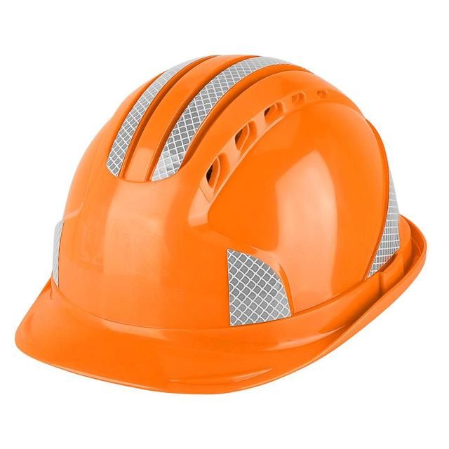 2pc Worker Construction Site Protective Cap Ventilate ABS Hard Hat Reflective Stripe Safety Helmet(#Orange)