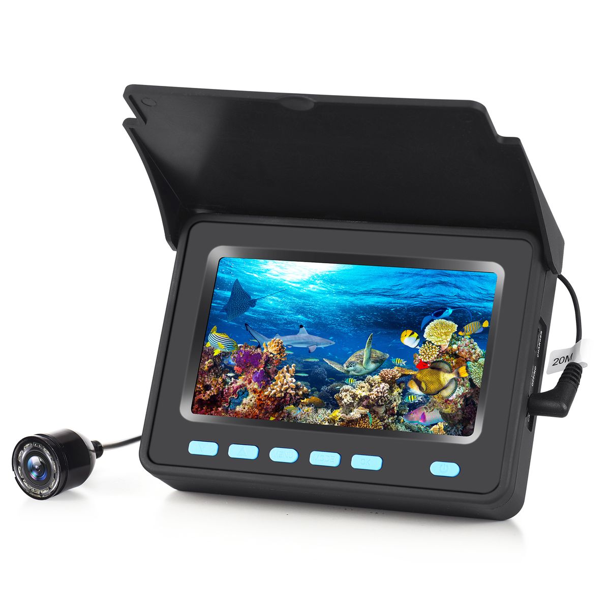 20M/30M 1200TVL Underwater Fishing Camera Fish Finder 4.3''