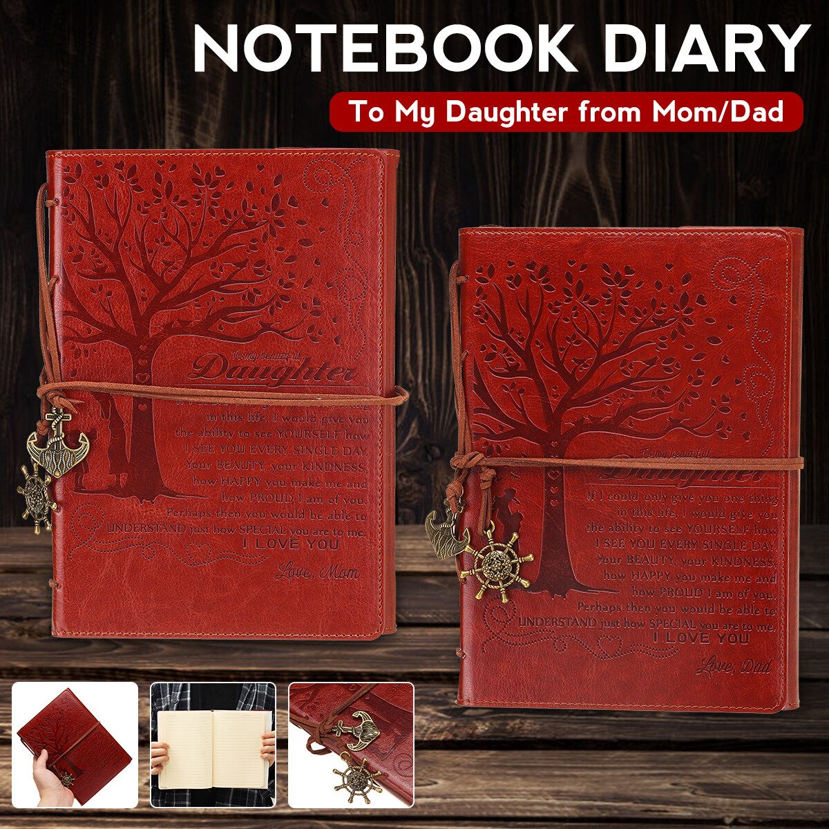 Retro Journal Notebook Diary To My Greatest Mom /Dad Your Best Love Daughter Son Engraved Brown Travel Gifts Brown DAD