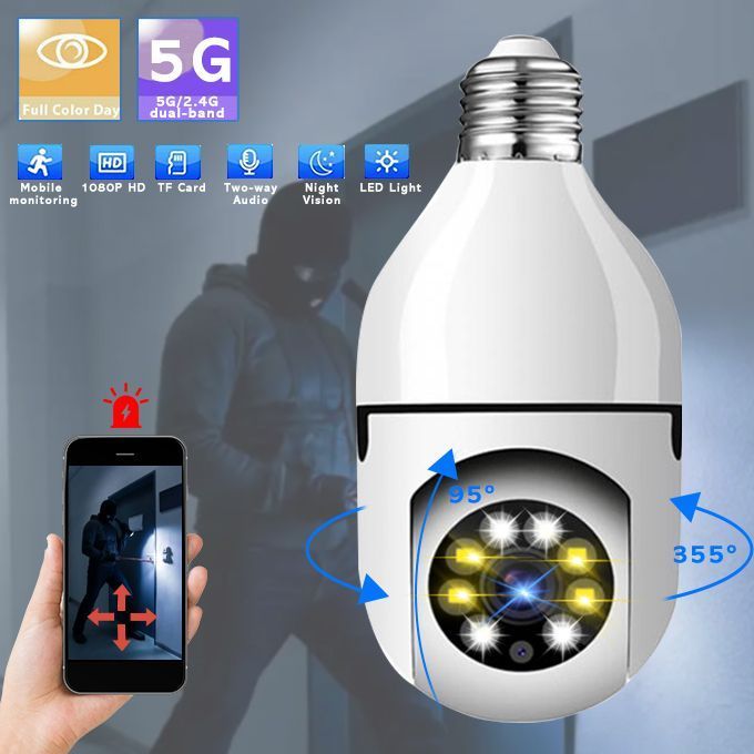 1080P Bulb Surveillance Camera WiFi Night Vision HD Tracking