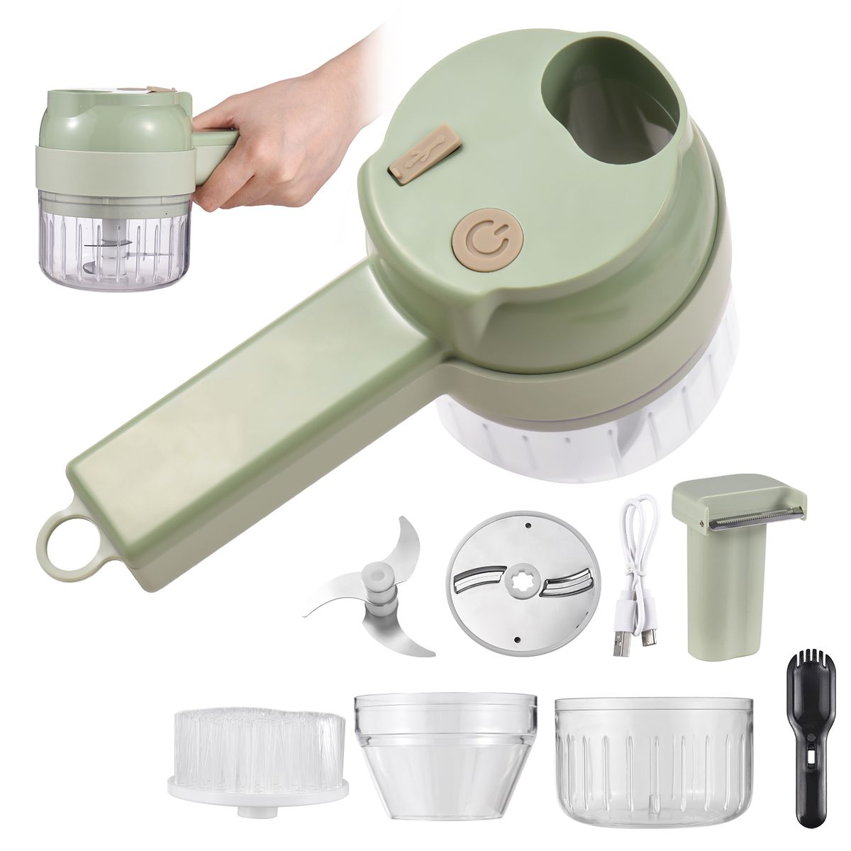 Vegetable Chopper 4 In 1 Handheld Electric Food Chopper Set