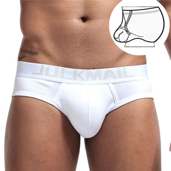 Sexy Men Underwear U Convex Pouch Happy Funny Lingerie Ring Mens Briefs Slip Homme Underwear Jockstrap(#White)