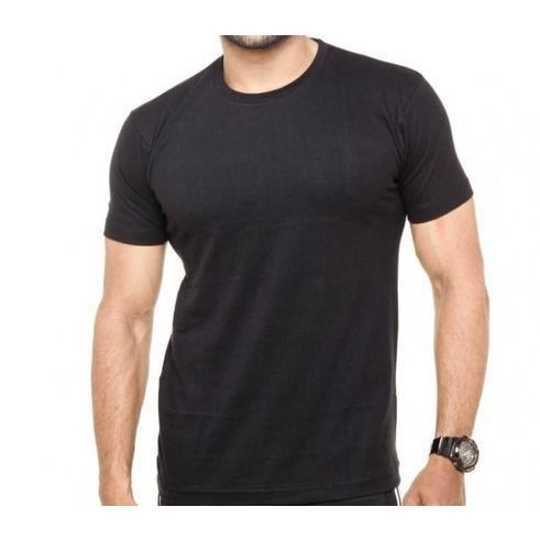 Round-neck Plain T-shirts -Black
