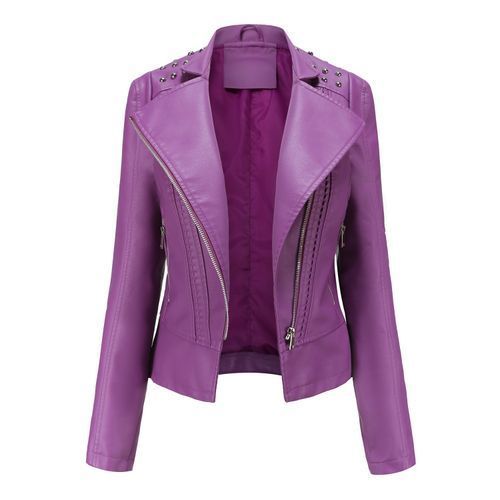 Women's Studded Leather Jacket Fashion Jacket