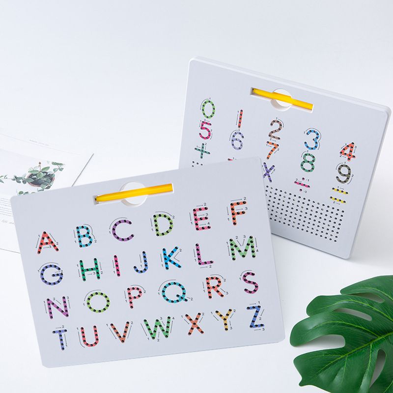 2 In 1 Kids Magnetic Tablet Drawing Board Pad Toy 26 Alphabet Number Tracing Writing Memo Boards For 3 4 5 6 Years Old Children 1pc ABC123