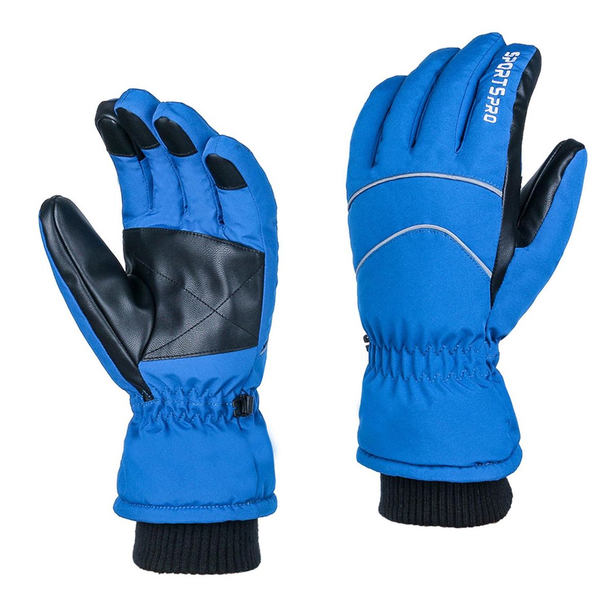 Snow & Ski Full-finger Touchscreen Winter Gloves Waterproof & Windproof For Men Women Cold Weather Skiing Snowboarding Motorbike Outdoors (Blue-L)