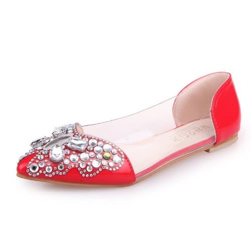 Patent Embellished Pointed Flats
