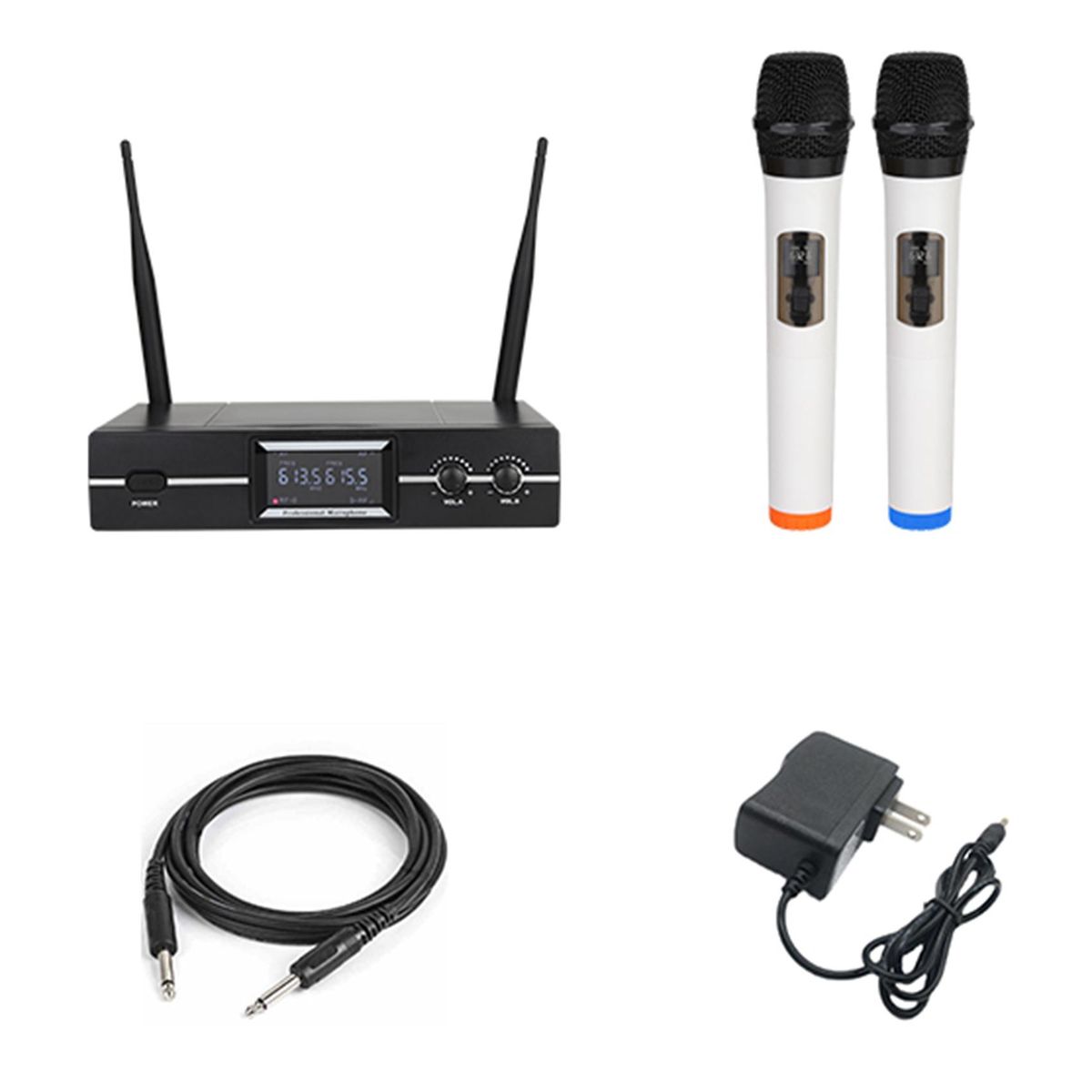 Wireless Microphone 1 Drag 2 Microphone VHF Professional Handheld Mic for Party Karaoke Church Show Meeting US Plug