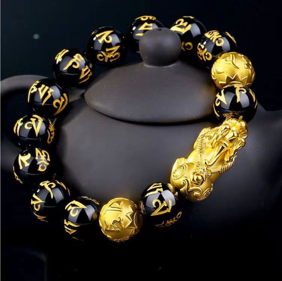 Good Luck Stone Beads Bracelet Men 14mm