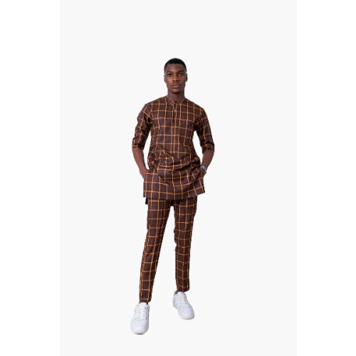 Check Traditional Attire For Men - Brown