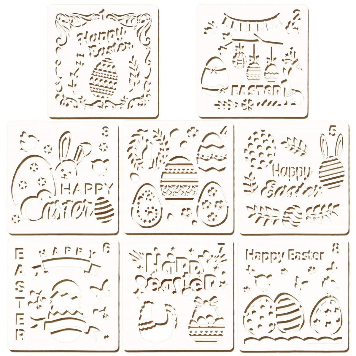 8Pcs Easter Drawing Painting Stencils Template Sets Washable PET Stencils for Painting Decoration Crafts for Kids Gift