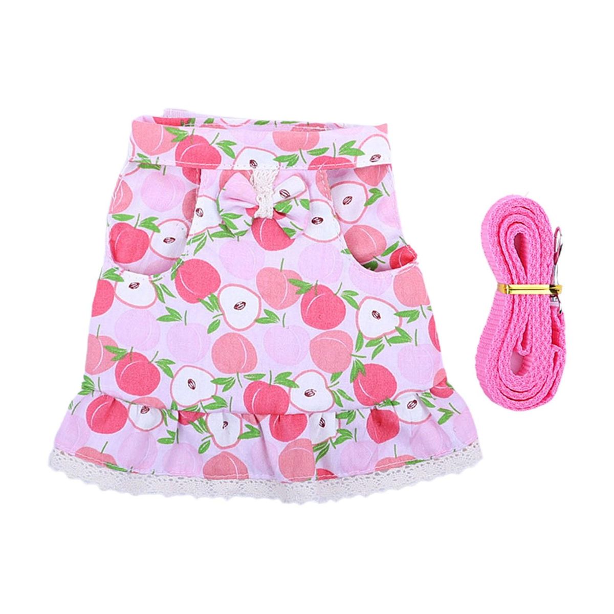 1 Set Rabbit Clothes Leash Pineapple Print Pet Rabbit Hamster Costume Leash Pink