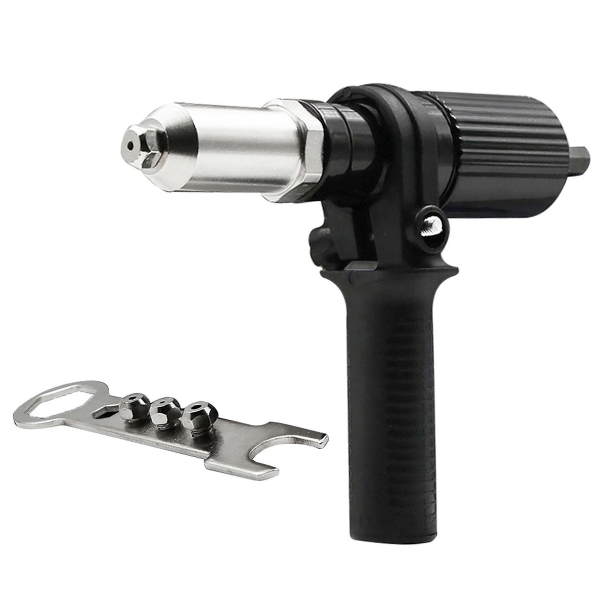 Rivet Gun Adatper Riveter Drill Converter Attachment Electric Power Drill Riveting Hand Tool Kit for Riveting Insert 3/32'' 1/8'' 5/32'' 3/16'' Rivets Nut