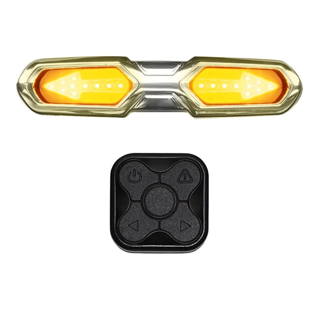 Smart Bike Rear Light Wireless Remote Control Bike Turning Singal Warning Taillight 6 Modes USB Rechargeable Cycling Lamp