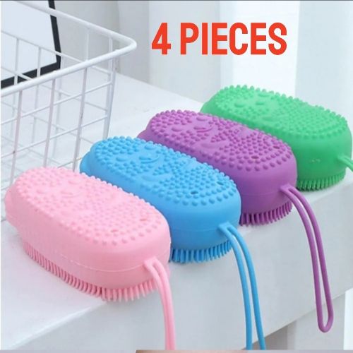 4 Pieces Silicone Bath Brush - Sponge