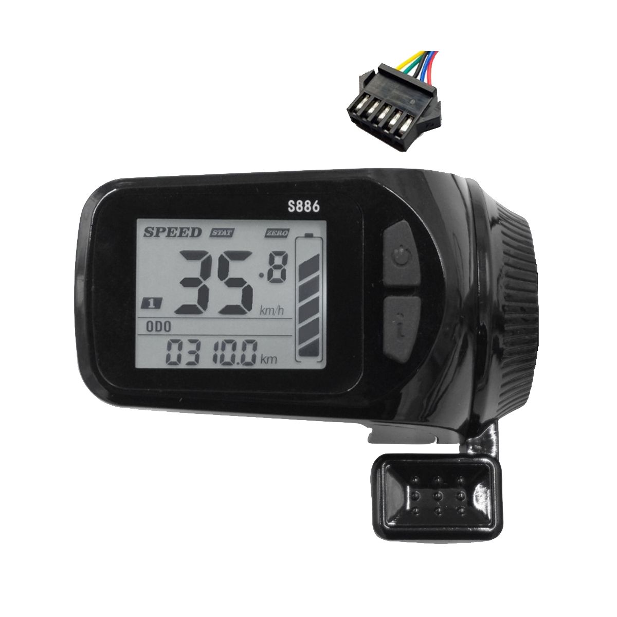 24V/36V/48V/60V S886 Ebike LCD Display Panel Thumb Throttle for Electric Bicycles E-Scooter(SM Plug 5PIN)