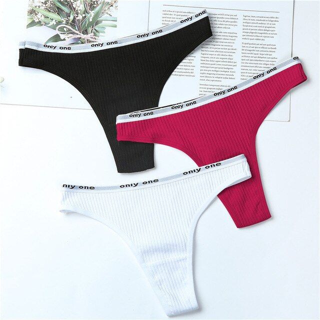 3Pcs/Lot Women's Cotton G-String Thong Panties String  Women Briefs Y Lingerie Pants Intimate Ladies Letter Low-Rise