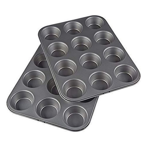 2 Pcs Nonstick Carbon Steel Muffin Pan + 100 Free Cupcake Paper Cups