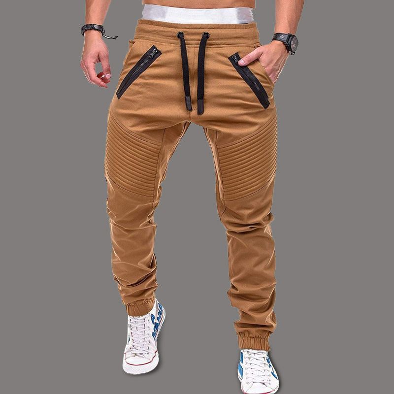 On-trend Casual Sports Tie Elastic Sweatpants-khaki