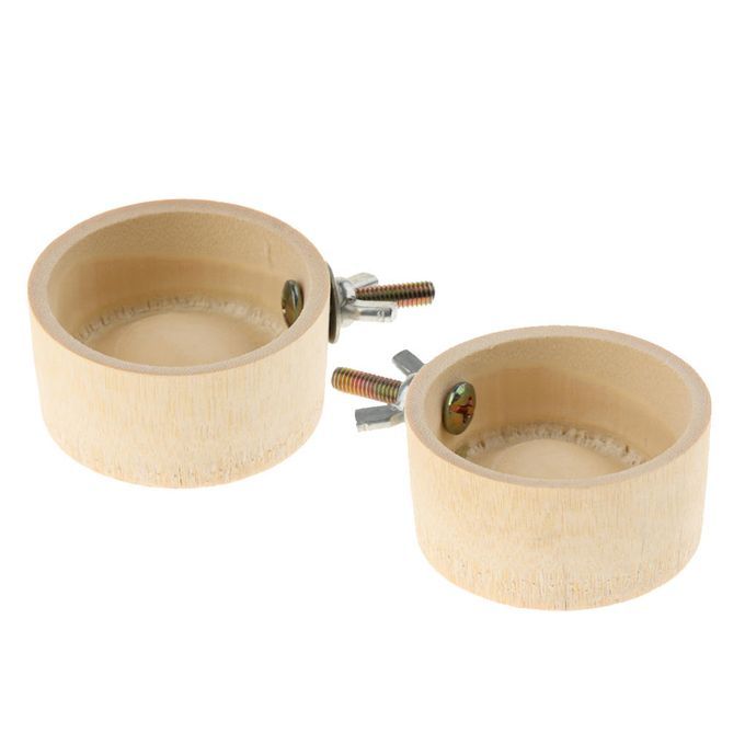 2pcs Small Pet Feeder Hanging Bowl Bamboo For Squirrel Rabbit Guinea