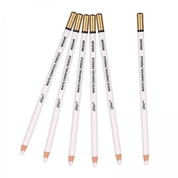 12 Pcs Charcoal Pencils Classic Wooden Professional White For Kids