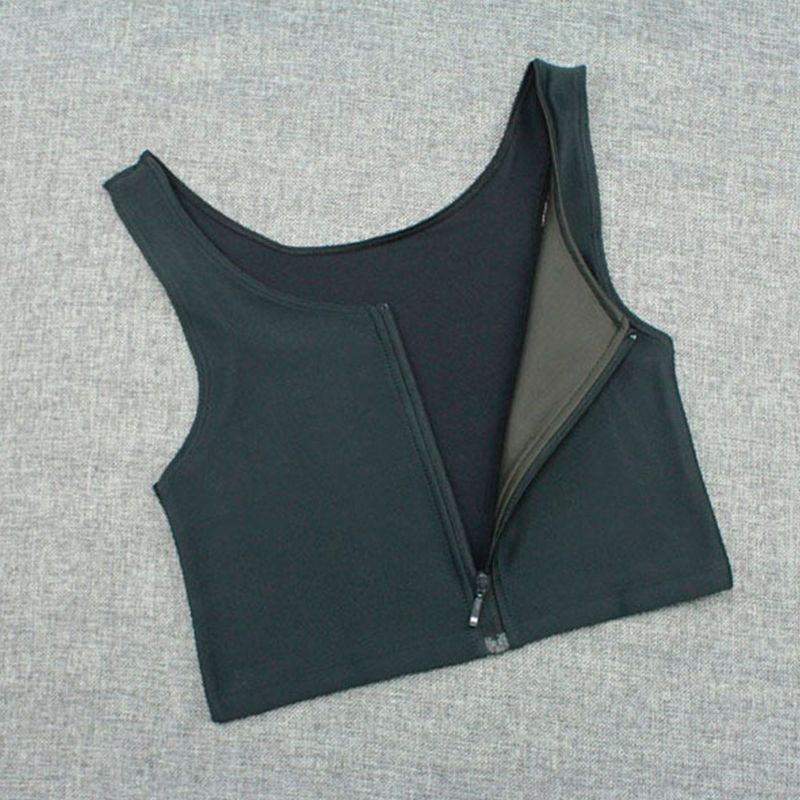 Women's Les  Tomboy Slim Fit Short Vest Chest Binder Tops Zip Tomboy Bra Intimates Breathable Buckle Breast Binder