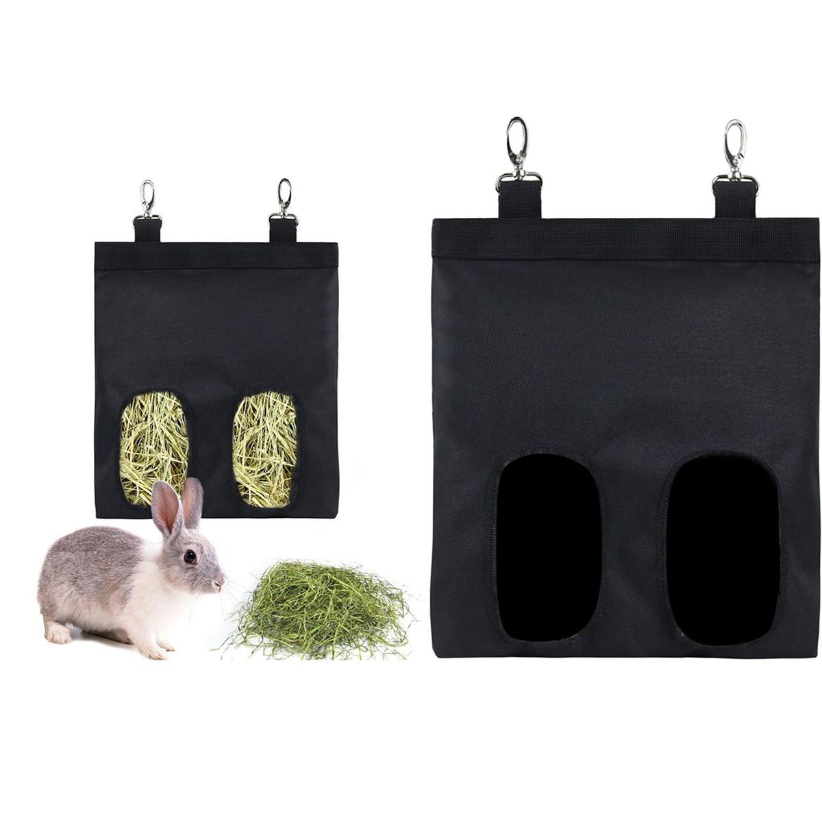 Guinea Pig Hay Bag Cage Hanging Rabbit Hay Pouch Sack Feeder For Black