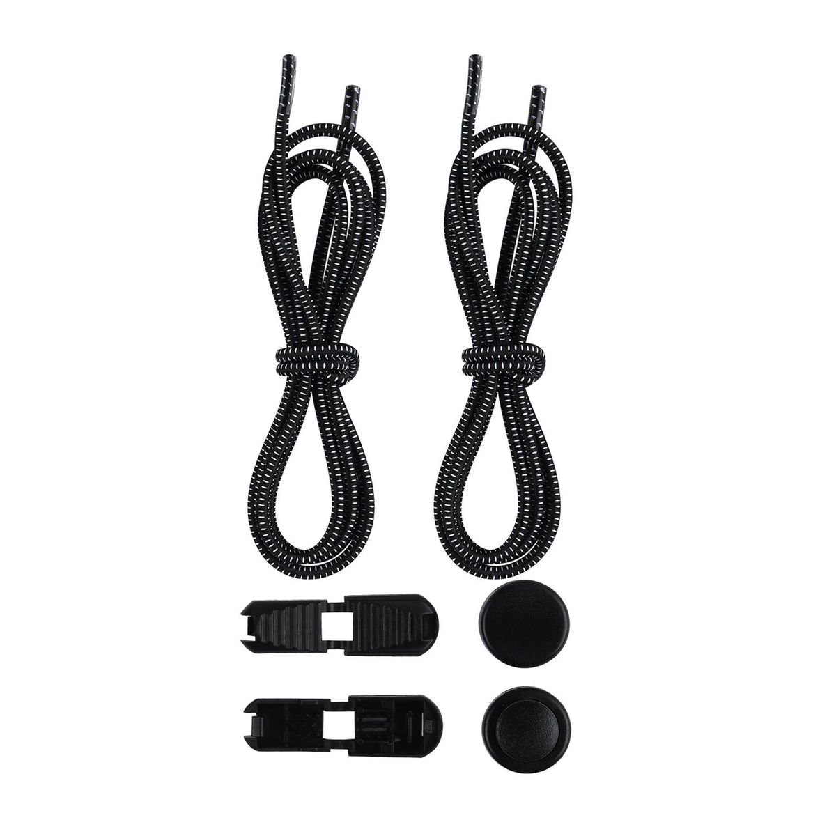 1 Set Tieless Shoelaces Elderly Children No Tie Shoes Strings Black