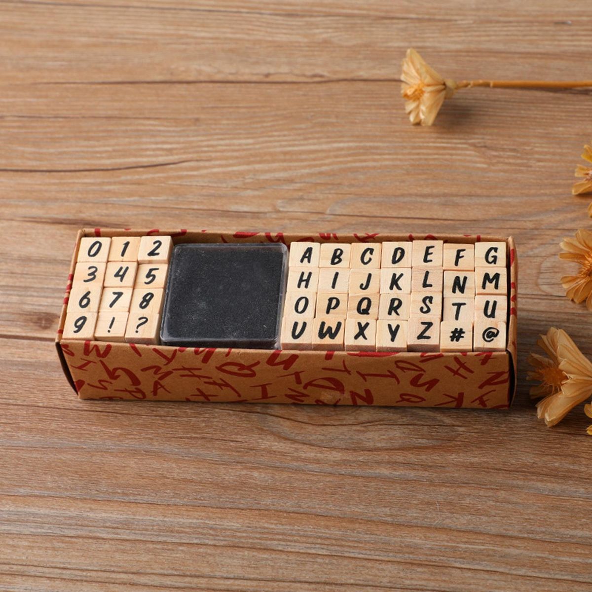 40 Pcs Wooden Rubber Stamp Letters Alphabets, Handwriting