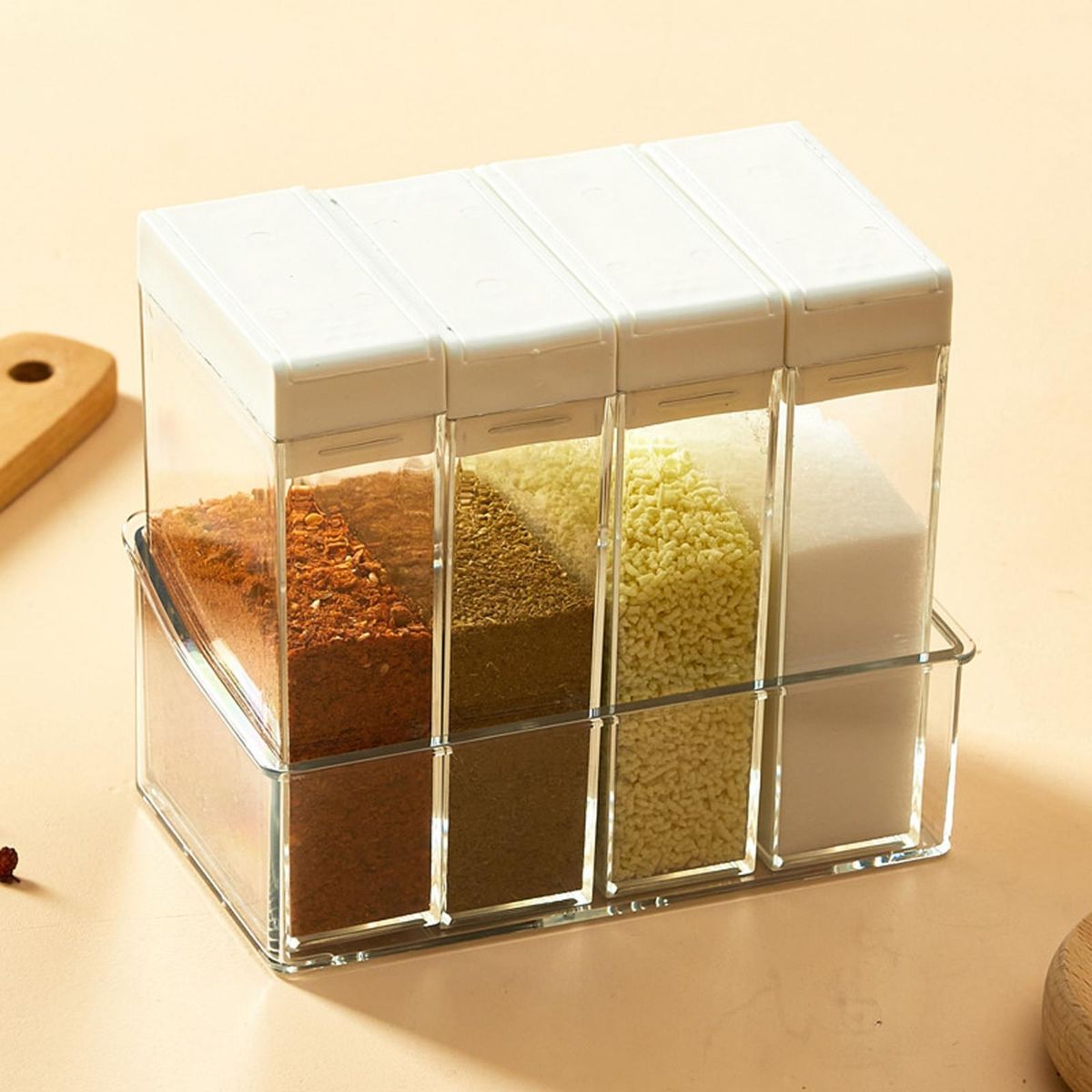 Spices Jars Pepper Powder Jars With Storage Tray Transparent For