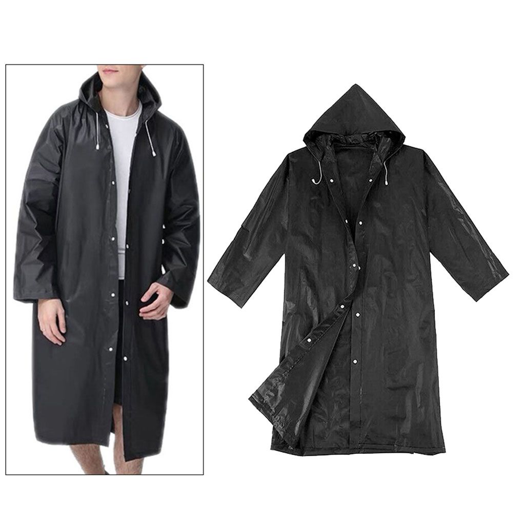 Hooded Rain Poncho Waterproof Raincoat Jacket For Men Women Adults