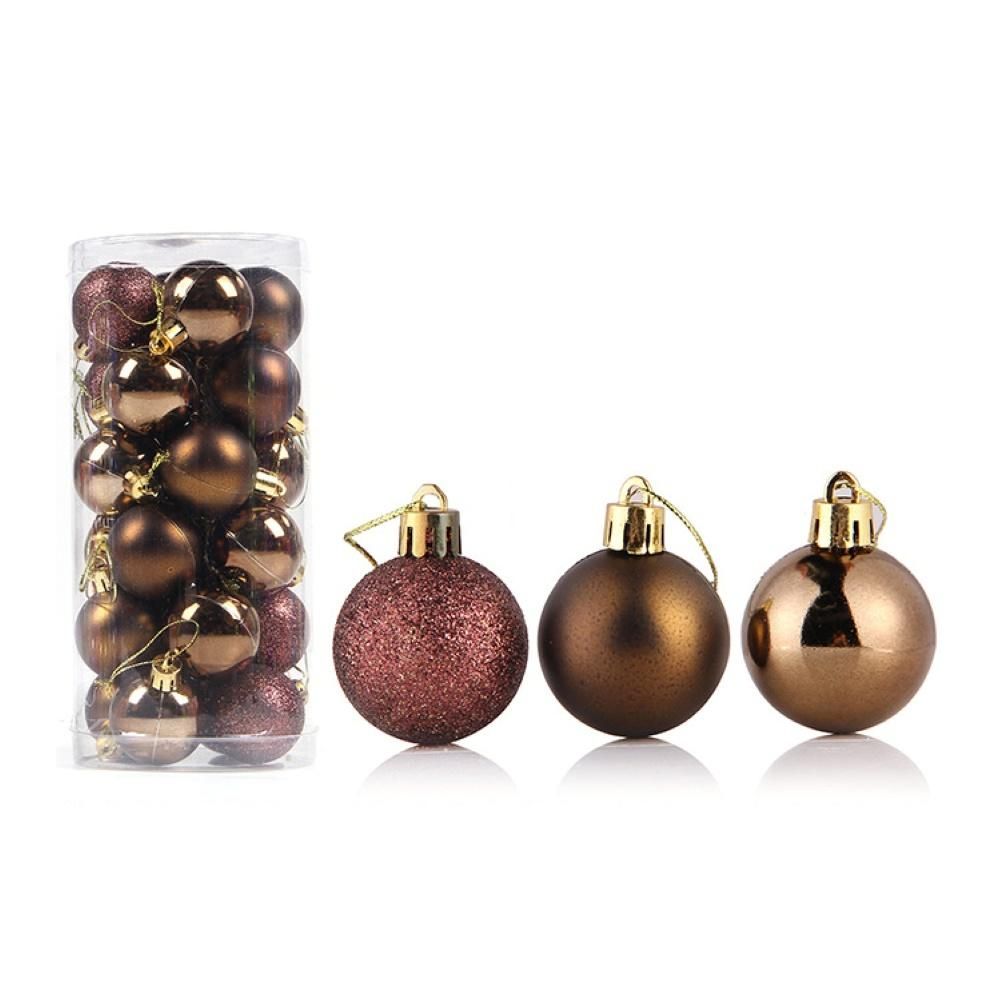 24Pcs 4/6/8cm Christmas Ball Ornament Baubles Xmas-Coffee