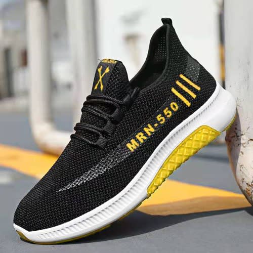Men's Casual Sneakers  - Black & Yellow