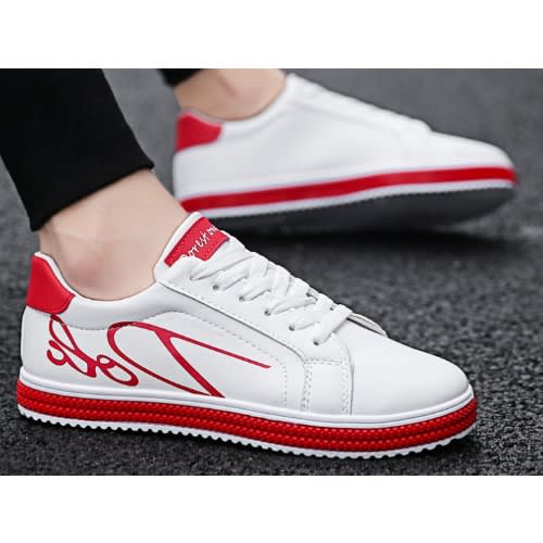 Unisex Sport Lace Up Sneaker - White And Red