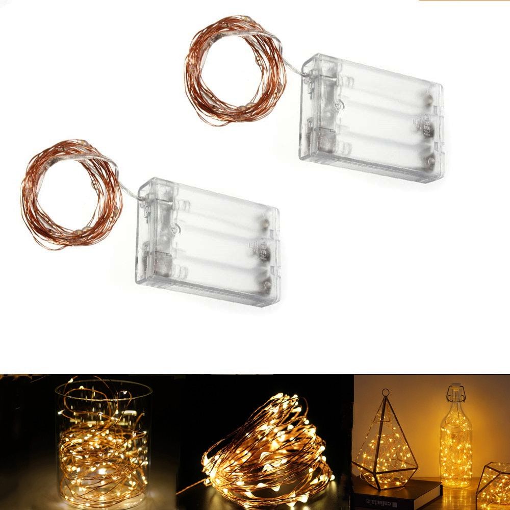 LED String Lights Copper Wire 2M/3M/5M/10M Waterproof Holiday LED Strip Lighting For Fairy Christmas Wedding Party Decoration--Warm White--3M 30LEDS