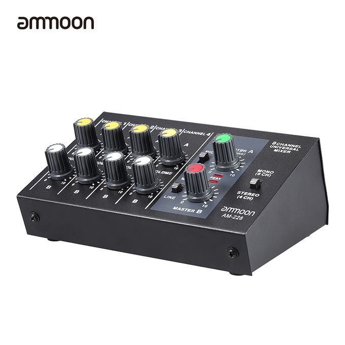 Ammoon Low Noise 8 Channels Metal Mono Stereo Sound Mixer
