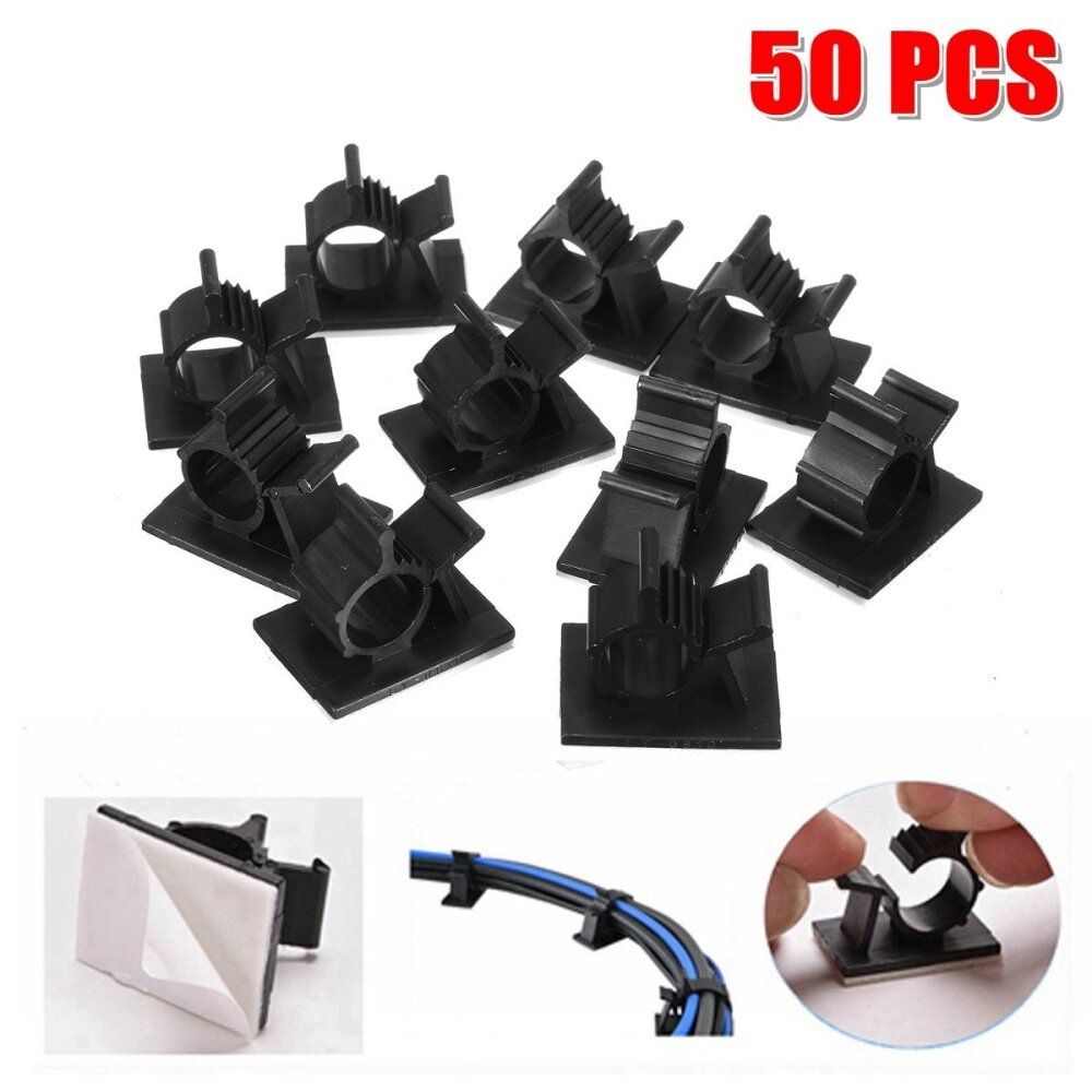 50Pcs Cable Cord Adhesive Fasteners Clips Organizer Clamp Mounting Range Wireless