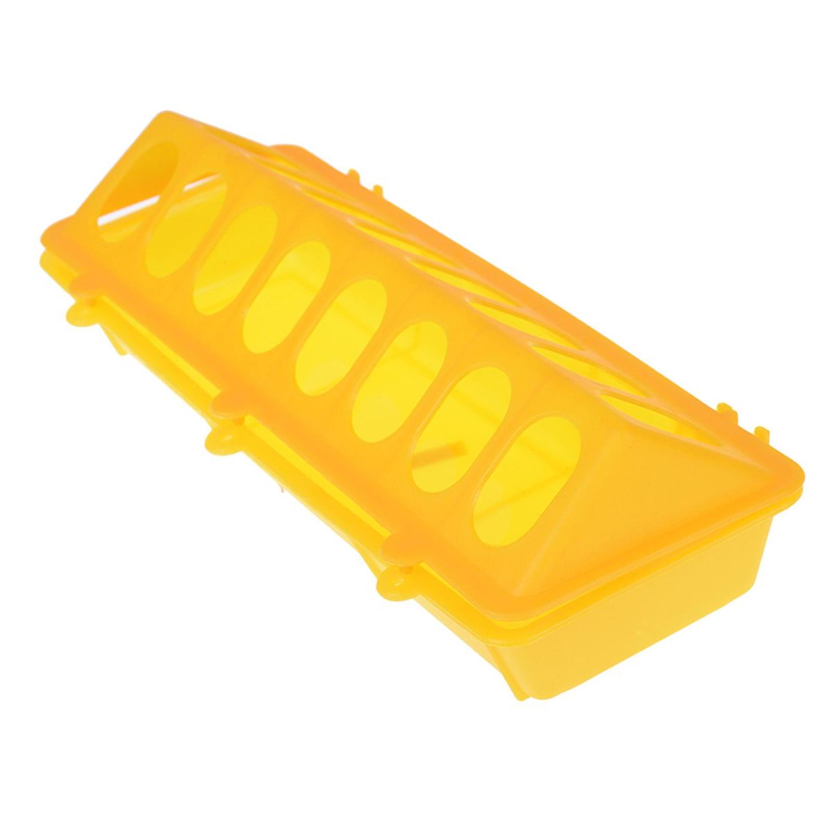Plastic Trough Chicken Pigeon Poultry Ground Feeder Drinker Yellow