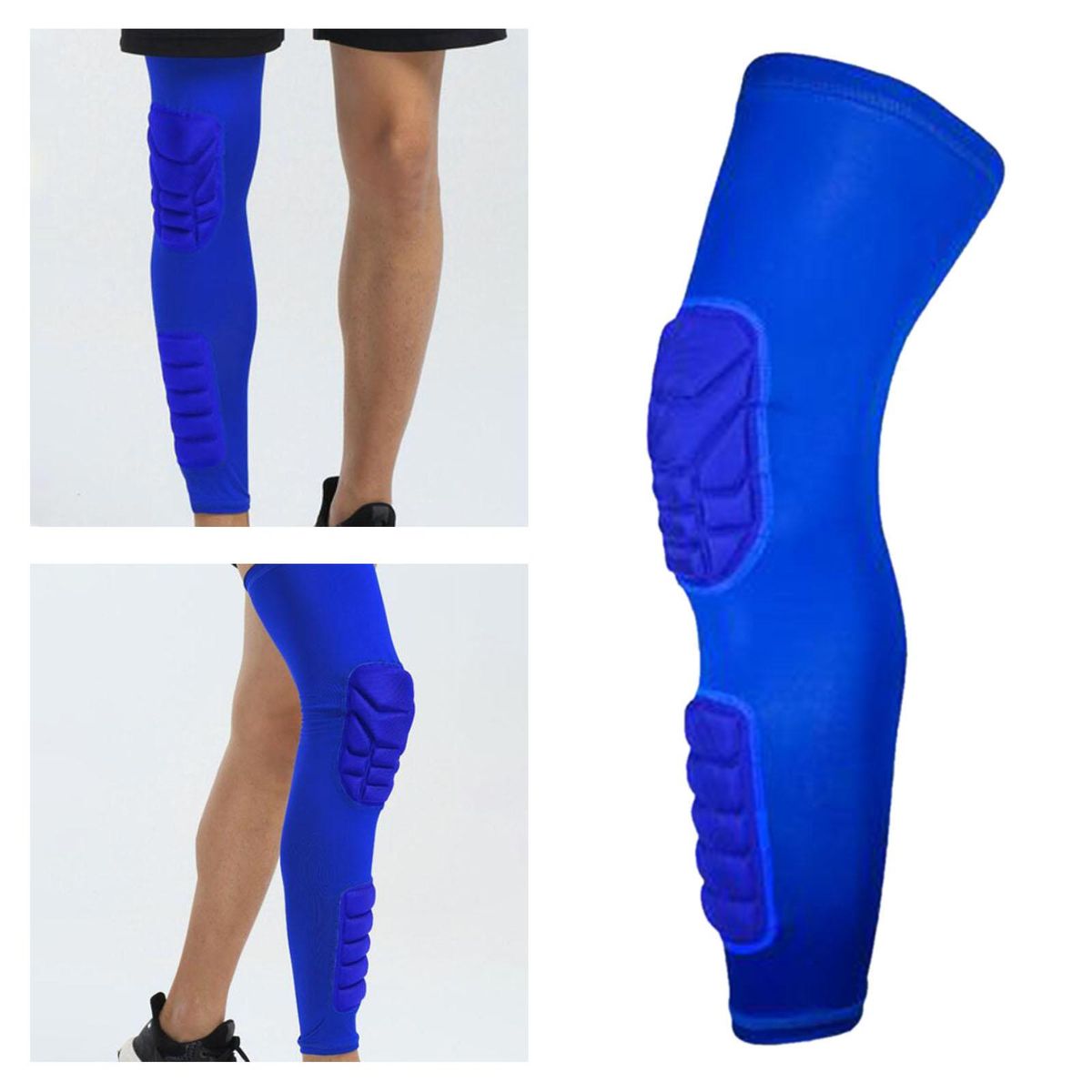 Protective Knee Calf Pads Compression Leg Sleeve Basketball Blue L