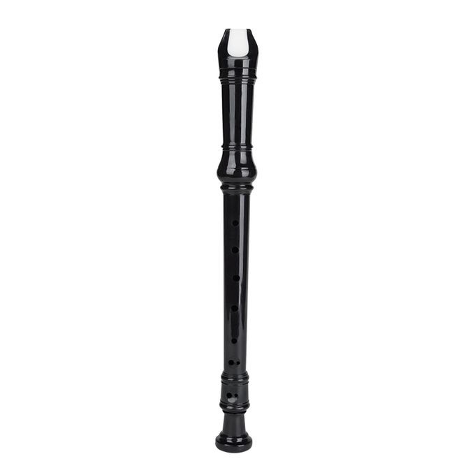 Soprano Recorder Long Flute Descant Instrument W/ Cleaning Rod Black