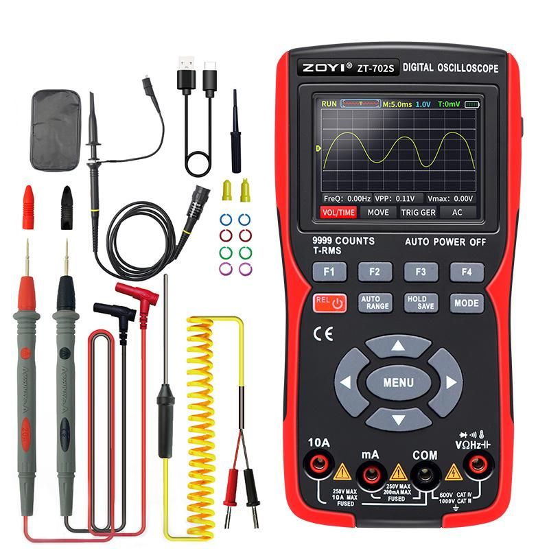 ZT702S Digital Multimeter Oscilloscope 9999 Counts Auto True RMS Tranistor Multimetro Meter 48M/S 10MHZ PC Waveform Data Storage