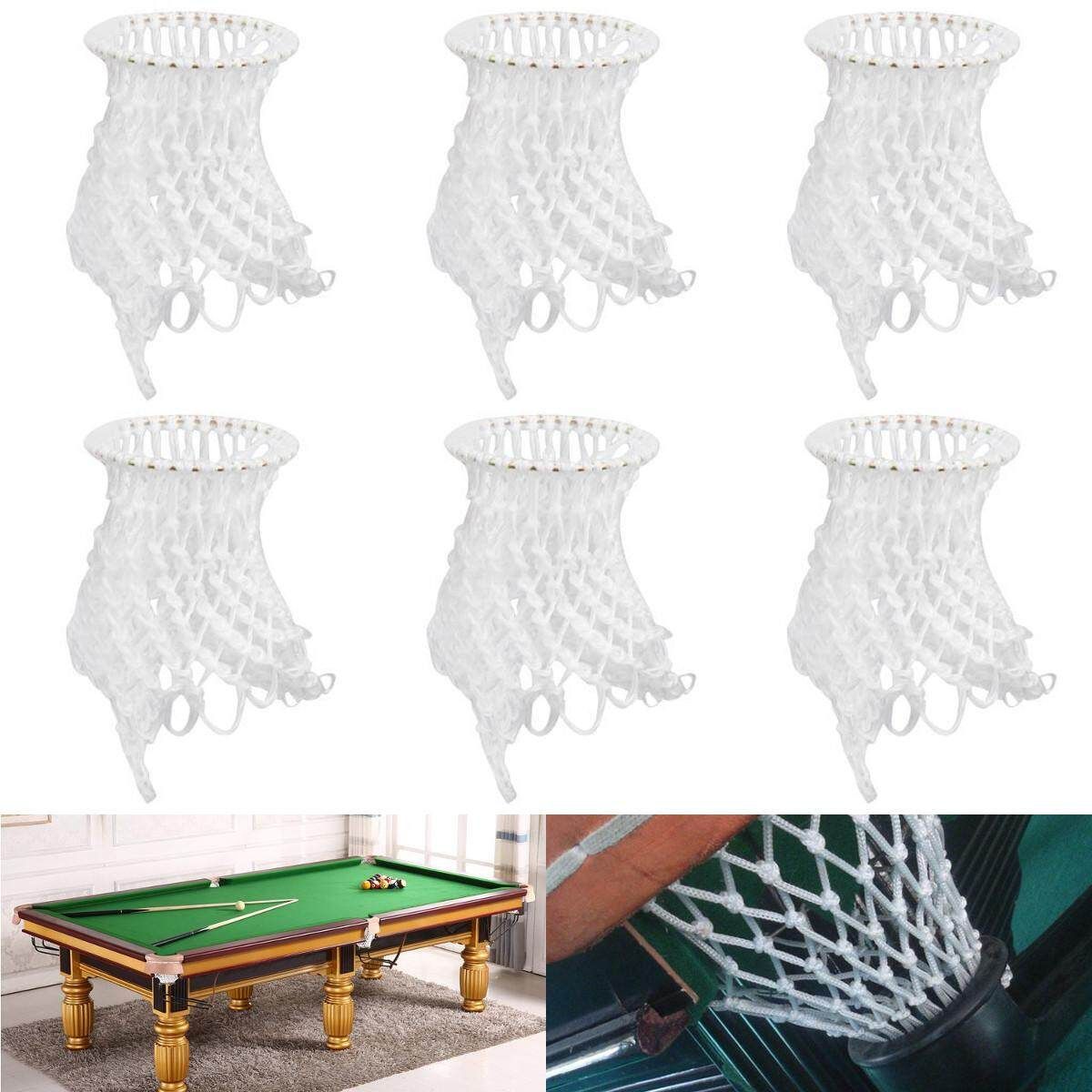 6Pcs/set White Billiards Pool Table Mesh Cotton Nets Pockets Bag For Snooker