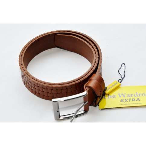 Leather Men Matted Pattern Belt-Brown-mb-9644 -Size: 120/48