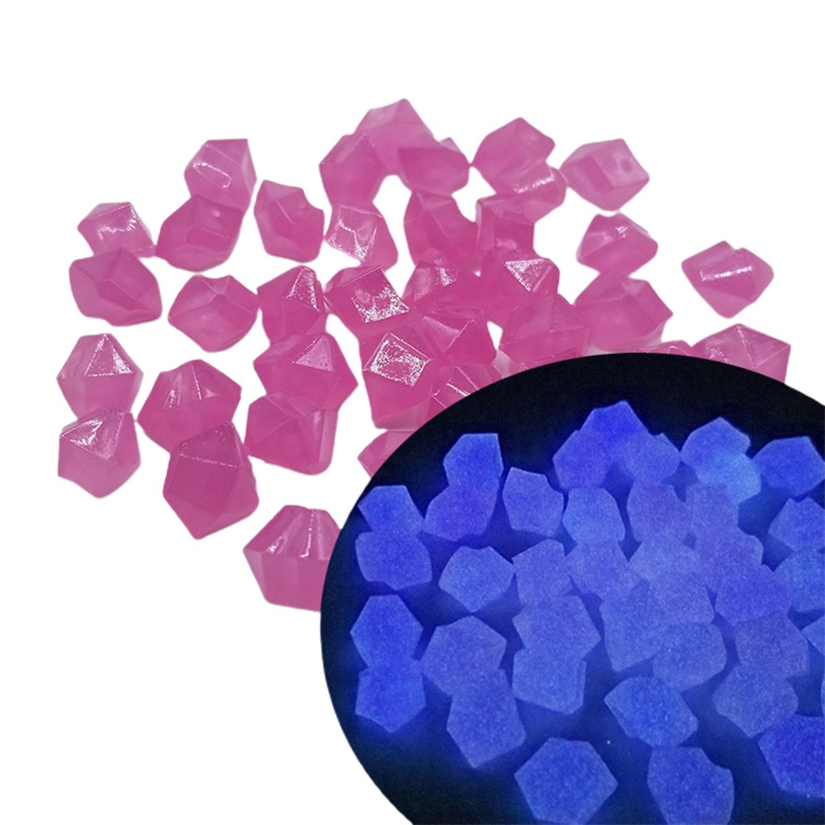 300Pcs Luminous Stone   Glow In The Dark Pebbles Purplish Red